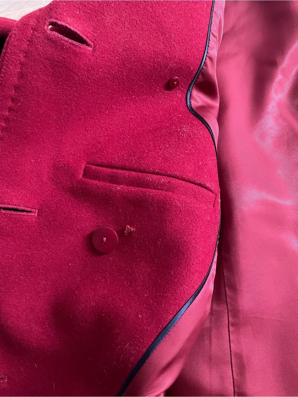 ARITZIA BABABTON Howell Red Pea Coat - Virgin Wool & Cashmere Blend - Picture 7 of 12